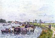 Alfred Sisley Frachtkahne bei Saint-Mammes oil painting